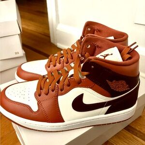 NWB Women’s Air Jordan 1 Mid (Dusty Peach + Maroon Sail) size 6, 6.5, 9